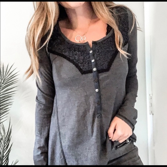 Free People Tops - Free People Embellished Knit Henley